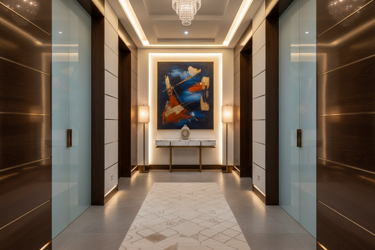 Corridoio con quadro moderno