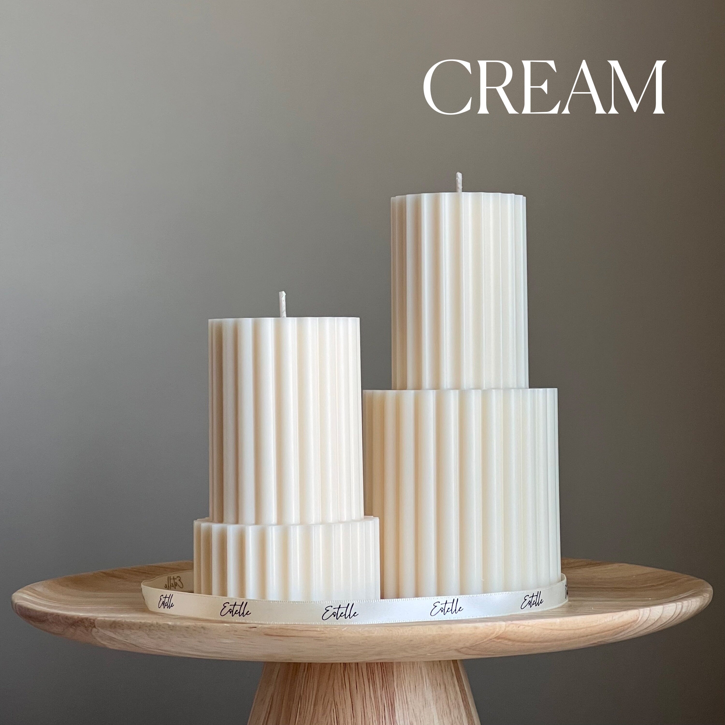 Ribbed Pillar Candle | Soy Wax Candle | Decorative Handmade Candle | Aesthetic Candle| Shaped White Candle| Unscented Candles| Unique Candle