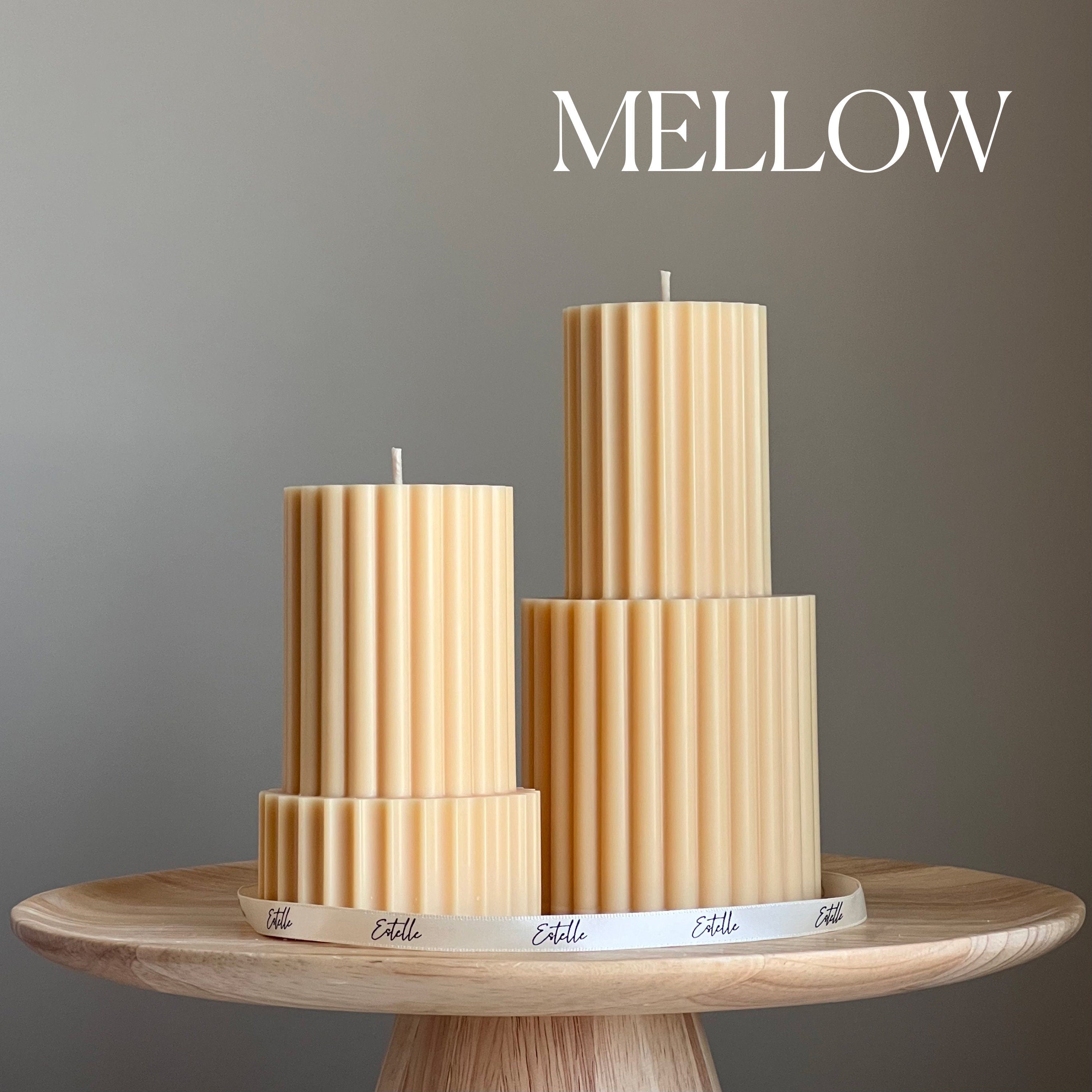 Ribbed Pillar Candle | Soy Wax Candle | Decorative Handmade Candle | Aesthetic Candle| Shaped White Candle| Unscented Candles| Unique Candle