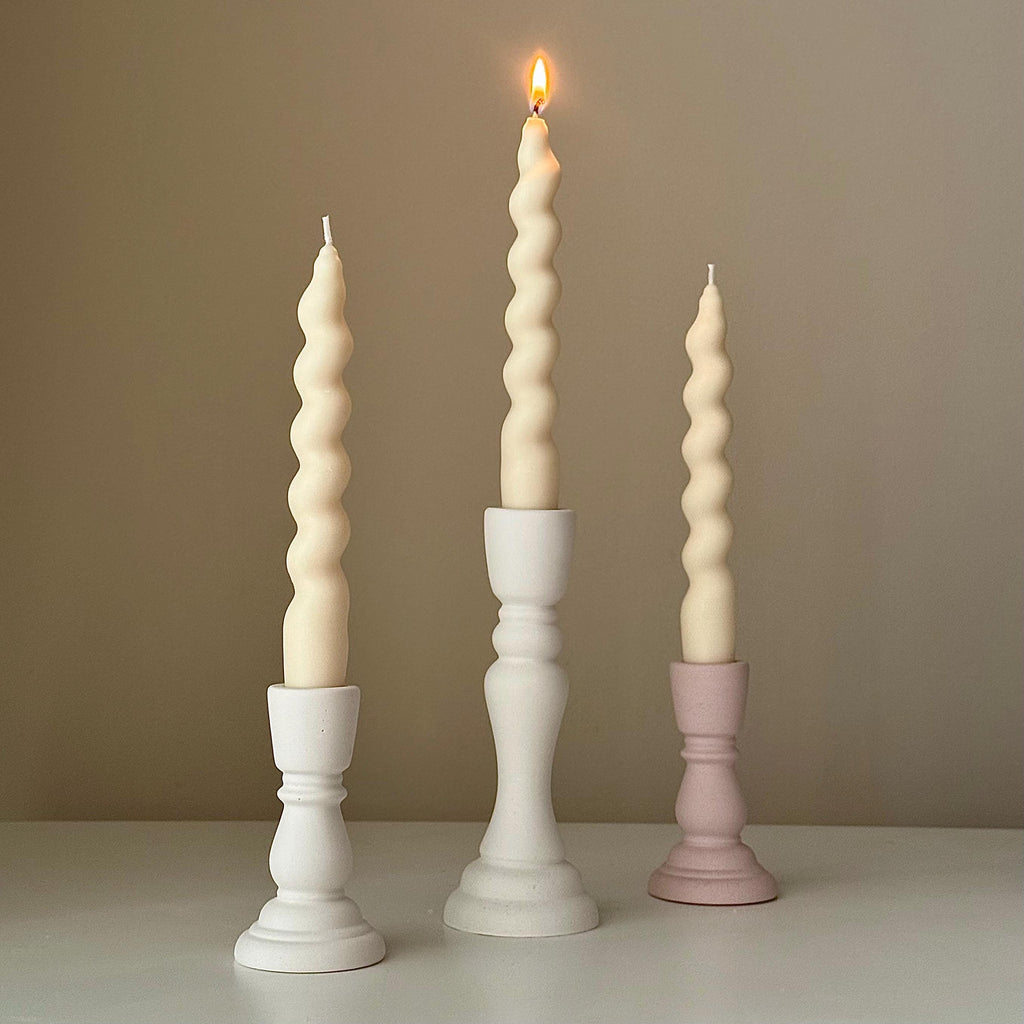 Handmade Jesmonite Candlestick Holder: Modern Table Decor