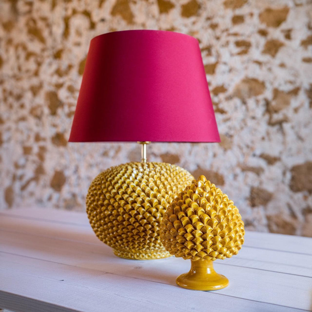 Lume palla a pigna in ceramica in diverse misure decoro Senape