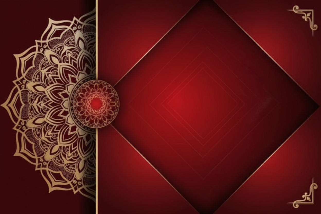 Sfondo rosso con decorazioni dorate